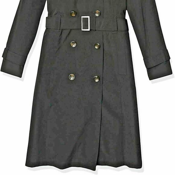 London Fog Cape Back Trench Coat 40R BLACK Double-Breasted Belted Preppy Classy - Picture 5 of 12
